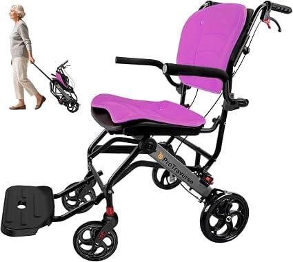 Silla de ruedas de transporte ligera plegable