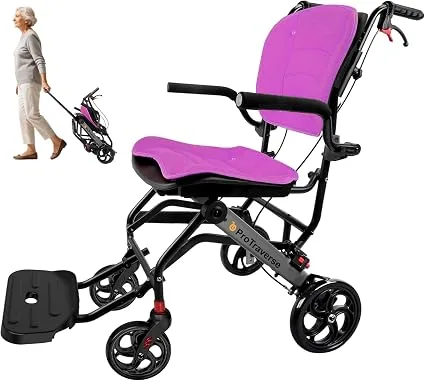 Silla de ruedas de transporte ligera plegable