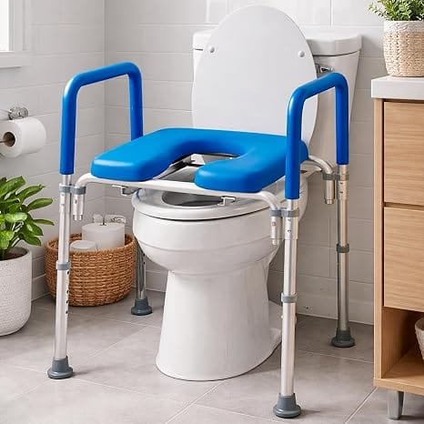 Asiento de inodoro elevado con asas